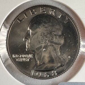 1968 S Washington Quarter Proof San Francisco Mint US Coin Clad Quarter Dollar
